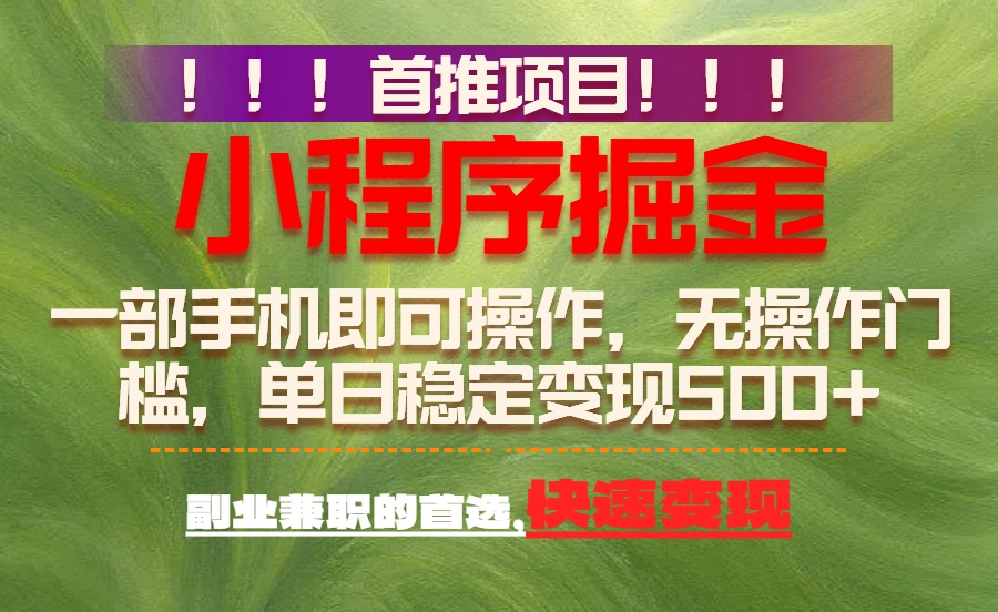 26年最新小程序项目，简单易上手，长期可做-副业小助手-全网项目库