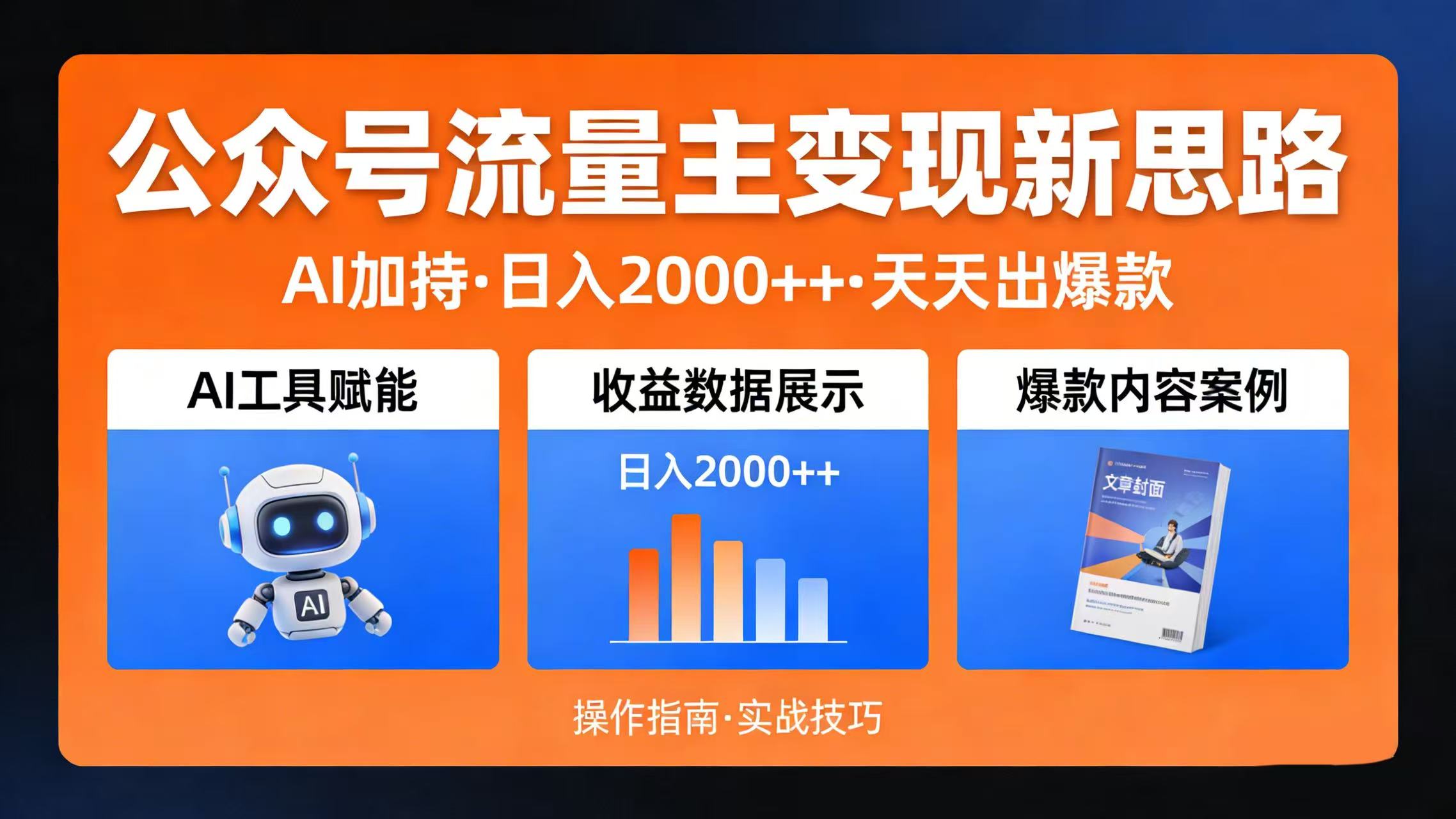 公众号流量主变现新思路:AI 加持,日入 2000++ 天天出爆款-副业小助手-全网项目库