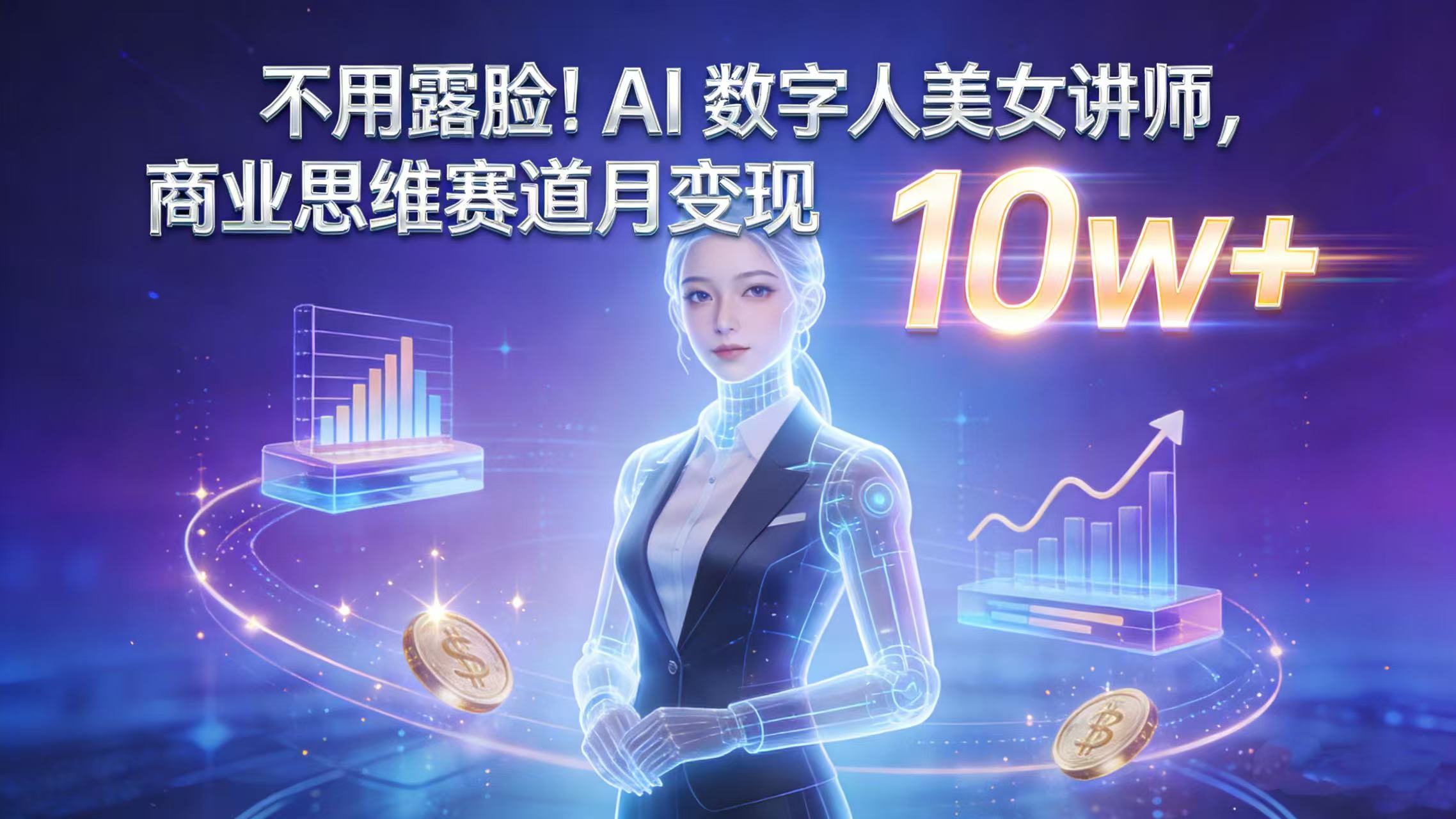 不用露脸!AI 数字人美女讲师,商业思维赛道月变现 10w+-副业小助手-全网项目库