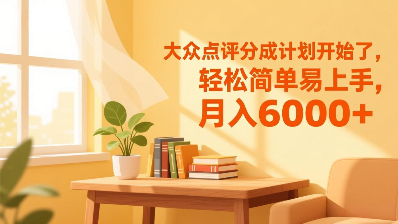 大众点评分成计划开始了，轻松简单易上手，月入6000+-副业小助手-全网项目库