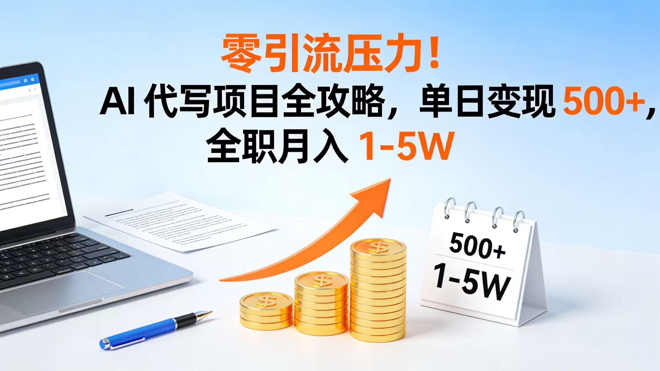 零引流压力！AI 代写项目全攻略，单日变现 500+，全职月入 1-5W-副业小助手-全网项目库