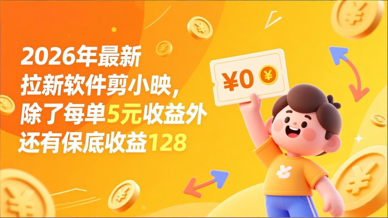 最新拉新软件剪小映,除了每单5元收益外还有保底收益128-副业小助手-全网项目库