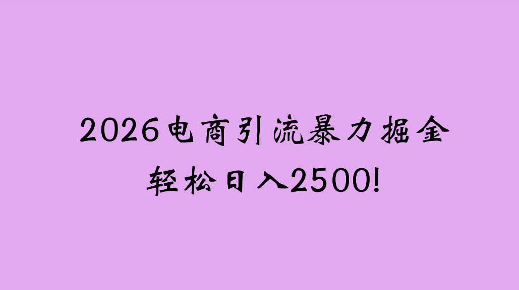 2026电商引流新玩法，日引200，日可入2500+-副业小助手-全网项目库