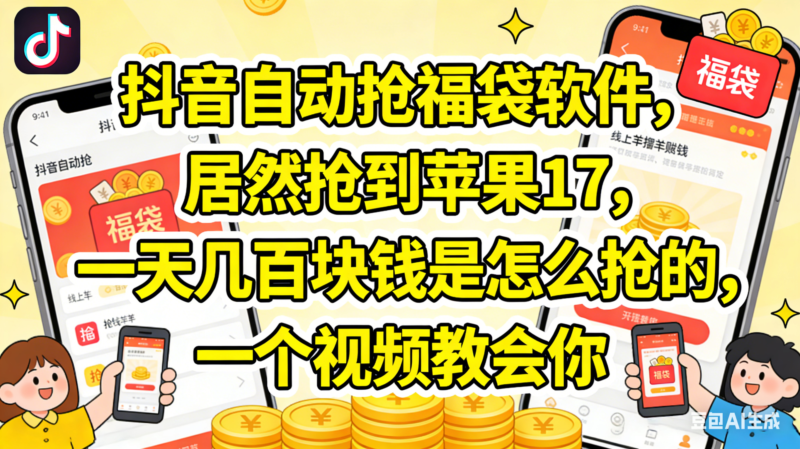 抖音抢福袋，居然抢到苹果17，一天几百块钱是怎么抢的，一个视频教会你-副业小助手-全网项目库