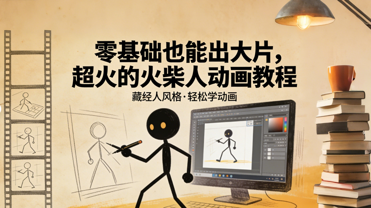 零基础也能出大片，超火的火柴人动画教程（藏经人风格）-副业小助手-全网项目库