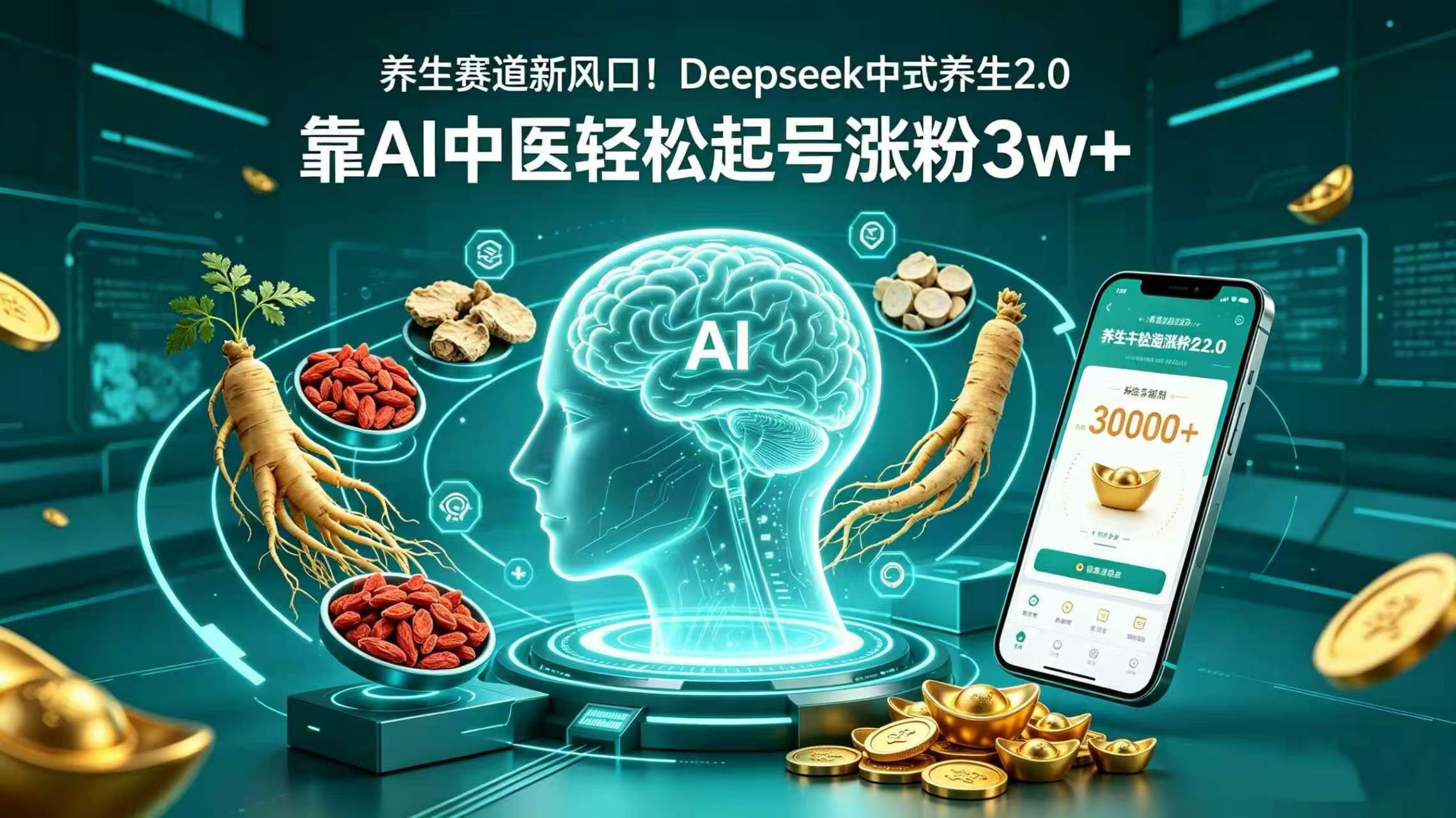 养生赛道新风口！Deepseek 中式养生 2.0，靠 AI 中医轻松起号涨粉 3w+-副业小助手-全网项目库