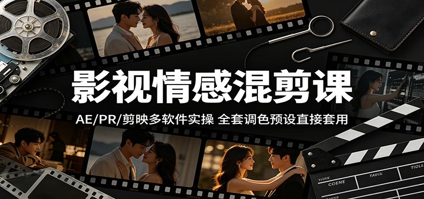 影视情感混剪课：AE/PR/剪映多软件实操，全套调色预设直接套用-副业小助手-全网项目库