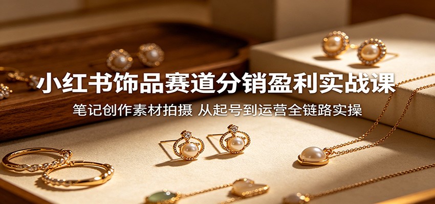 小红书饰品赛道分销盈利实战课：笔记创作素材拍摄，从起号到运营全链路实操-副业小助手-全网项目库