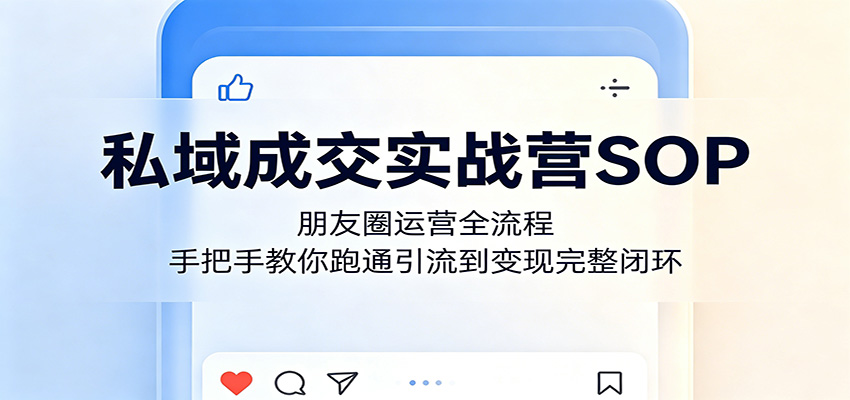 私域成交实战营SOP：朋友圈运营全流程，手把手教你跑通引流到变现完整闭环-副业小助手-全网项目库