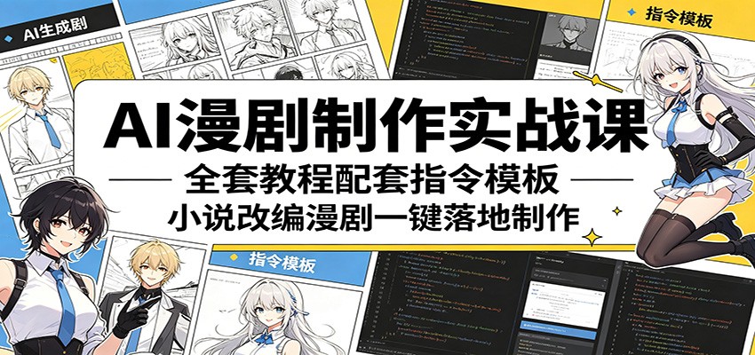 AI漫剧制作实战课：全套教程配套指令模板，小说改编漫剧一键落地制作-副业小助手-全网项目库