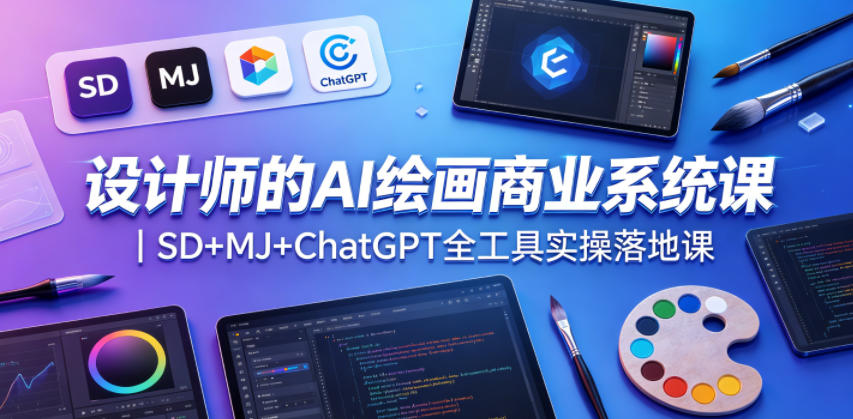 设计师的AI绘画商业系统课｜SD+MJ+ChatGPT全工具实操落地课-副业小助手-全网项目库