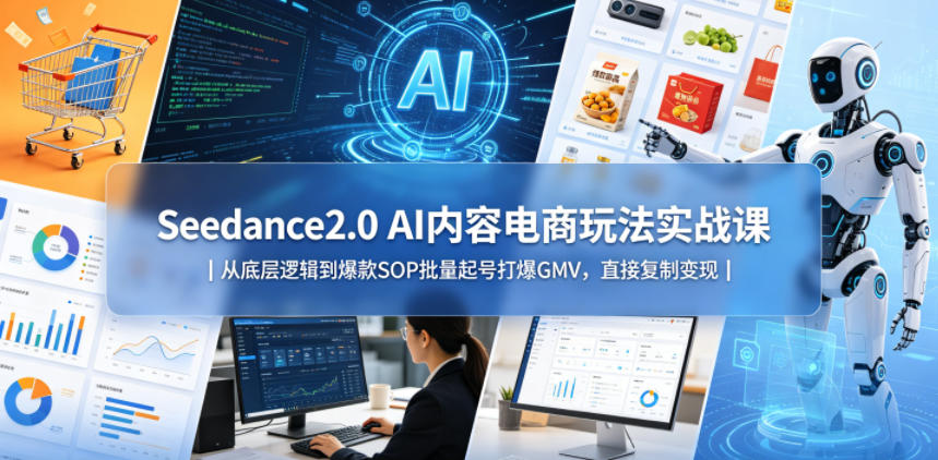 Seedance2.0 AI内容电商玩法实战课｜从底层逻辑到爆款SOP批量起号打爆GMV，直接复制变现-副业小助手-全网项目库