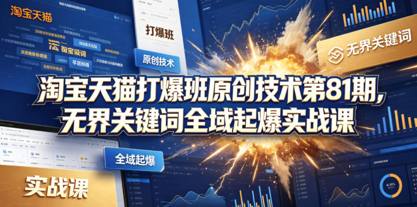 淘宝天猫打爆班原创技术第81期，无界关键词全域起爆实战课-副业小助手-全网项目库