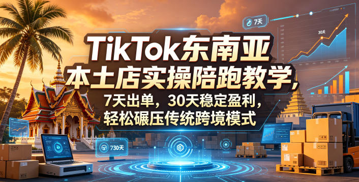 TikTok东南亚本土店实操陪跑教学，7天出单，30天稳定盈利，轻松碾压传统跨境模式-副业小助手-全网项目库