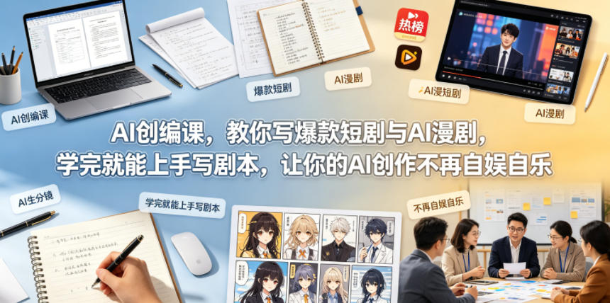AI创编课，教你写爆款短剧与AI漫剧，学完就能上手写剧本，让你的AI创作不再自娱自乐-副业小助手-全网项目库