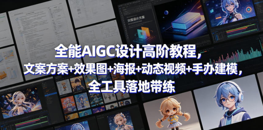 全能AIGC设计高阶教程，文案方案+效果图+海报+动态视频+手办建模，全工具落地带练-副业小助手-全网项目库