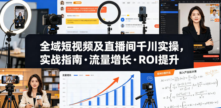 全域短视频及直播间千川实操，实战指南·流量增长·ROI提升-副业小助手-全网项目库