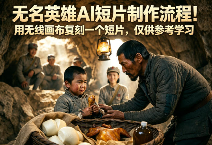 无名英雄AI短片制作流程！用无线画布复刻一个短片，仅供参考学习-副业小助手-全网项目库