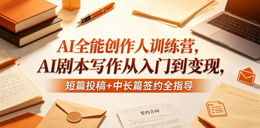 AI全能创作人训练营，AI剧本写作从入门到变现，短篇投稿+中长篇签约全指导-副业小助手-全网项目库