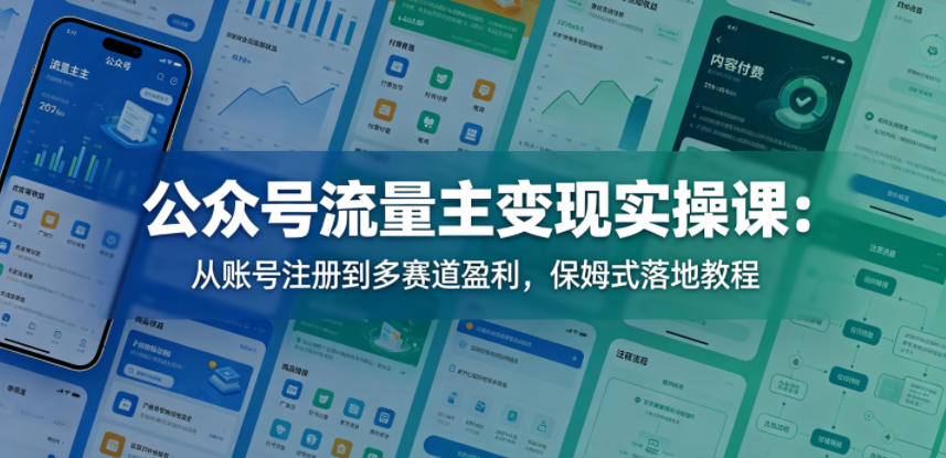 公众号流量主变现实操课：从账号注册到多赛道盈利，保姆式落地教程-副业小助手-全网项目库