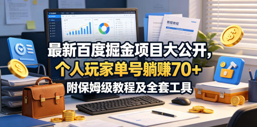 最新百度掘金项目大公开，个人玩家单号躺賺70+，附保姆级教程及全套工具【揭秘】-副业小助手-全网项目库