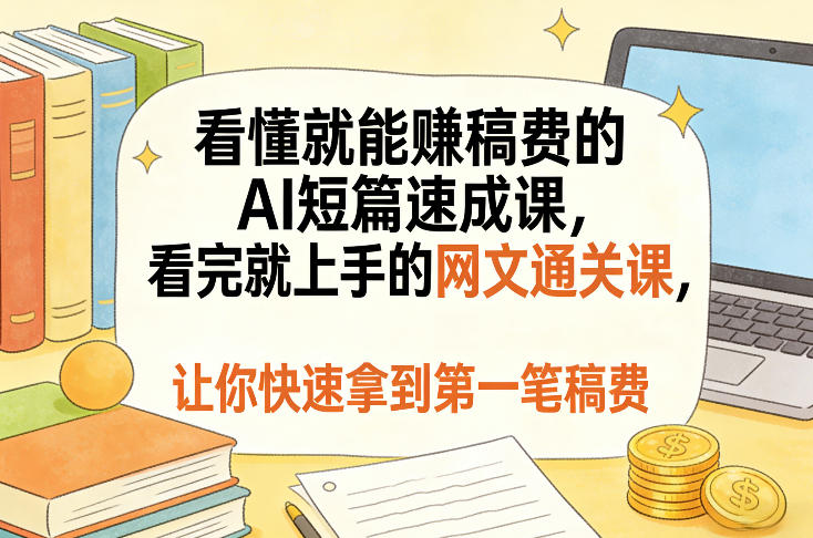 看懂就能賺稿费的AI短篇速成课，看完就上手的网文通关课，让你快速拿到第一笔稿费（更新5月）-副业小助手-全网项目库