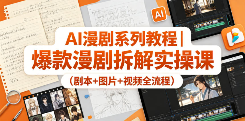 AI漫剧系列教程｜爆款漫剧拆解实操课（剧本+图片+视频全流程）-副业小助手-全网项目库