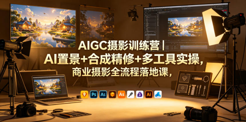 AIGC摄影训练营｜AI置景+合成精修+多工具实操，商业摄影全流程落地课-副业小助手-全网项目库