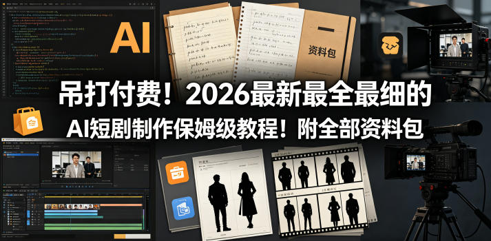 吊打付费！2026最新最全最细的AI短剧制作保姆级教程！附全部资料包-副业小助手-全网项目库