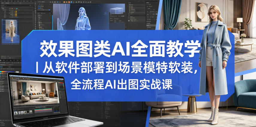 效果图类AI全面教学｜从软件部署到场景模特软装，全流程AI出图实战课-副业小助手-全网项目库