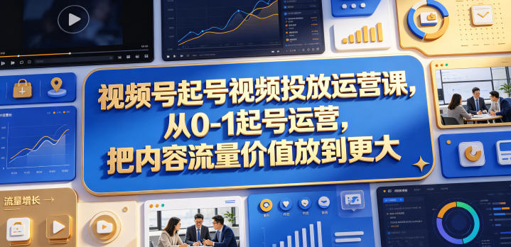 视频号起号视频投放运营课，从0-1起号运营，把内容流量价值放到更大-副业小助手-全网项目库