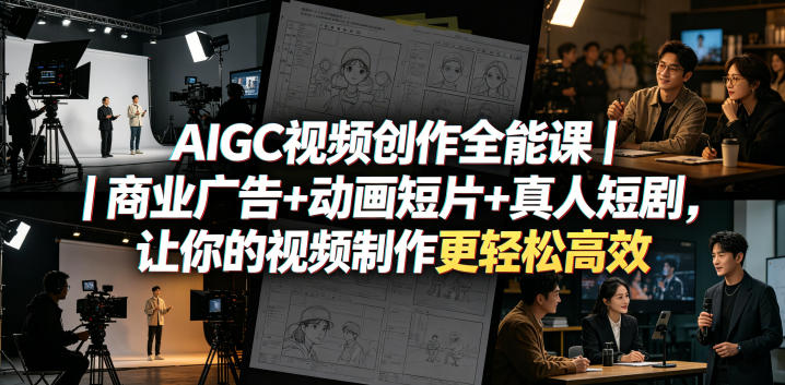 AIGC视频创作全能课｜商业广告+动画短片+真人短剧，让你的视频制作更轻松高效-副业小助手-全网项目库