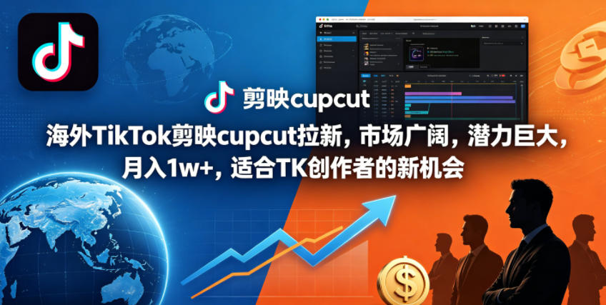 海外TikTok剪映cupcut拉新，市场广阔，潜力巨大，月入1w+，适合TK创作者的新机会-副业小助手-全网项目库