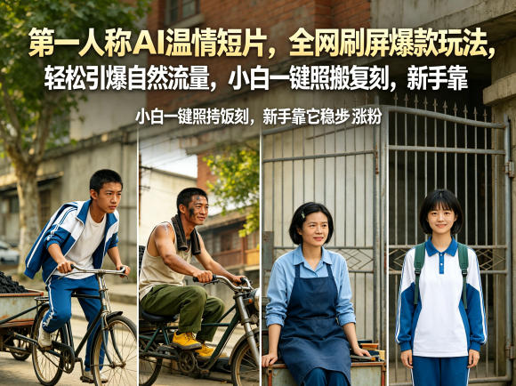 第一人称AI温情短片，全网刷屏爆款玩法，轻松引爆自然流量，小白一键照搬复刻，新手靠它稳步涨粉-副业小助手-全网项目库