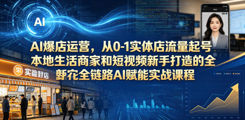 AI爆店运营，从0-1实体店流量起号，本地生活商家和短视频新手打造的全链路AI赋能实战课程-副业小助手-全网项目库