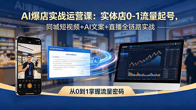 （18451期）AI爆店实战运营课：实体店0-1流量起号，同城短视频+AI文案+直播全链路实战-副业小助手-全网项目库