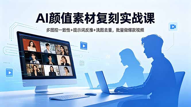 （18450期）AI颜值素材复刻实战课，多图控一致性+提示词反推+洗图去重，批量做爆款视频-副业小助手-全网项目库