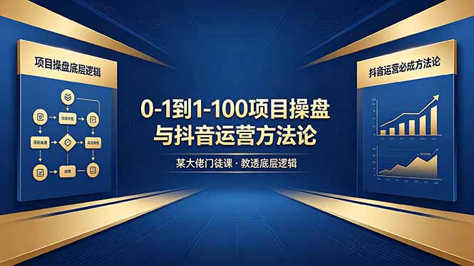 （18382期）0-1到1-100怎么建？某大佬门徒课教透项目操盘底层逻辑+抖音运营必成方法论-副业小助手-全网项目库