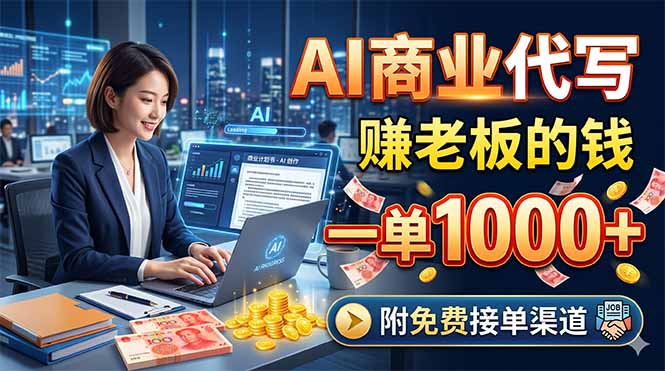 （18444期）AI商业代写，赚老板的钱，一单1000+，附免费接单渠道-副业小助手-全网项目库