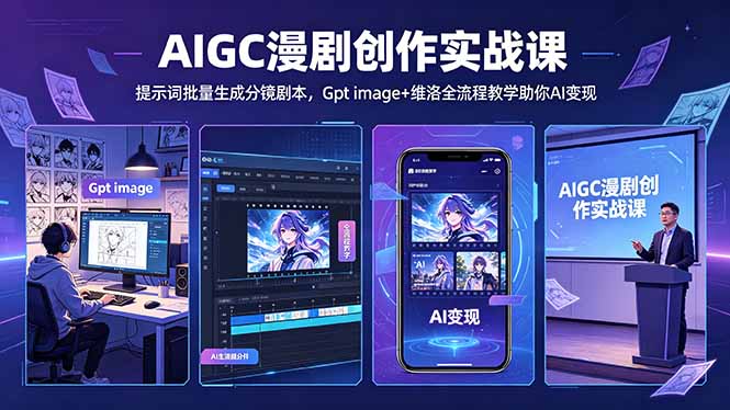 （18482期）AIGC漫剧创作实战课-更新5月16，提示词批量生成分镜剧本，Gpt image+维洛全流程教学助你AI变现-副业小助手-全网项目库