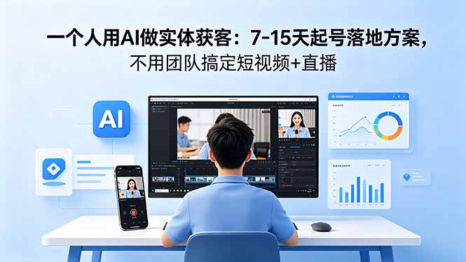 （18432期）一个人用AI做实体获客：7-15天起号落地方案，不用团队搞定短视频+直播-副业小助手-全网项目库