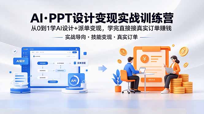 （18458期）AI·PPT设计变现实战训练营，从0到1学AI设计+派单变现，学完直接接真实订单赚钱-副业小助手-全网项目库