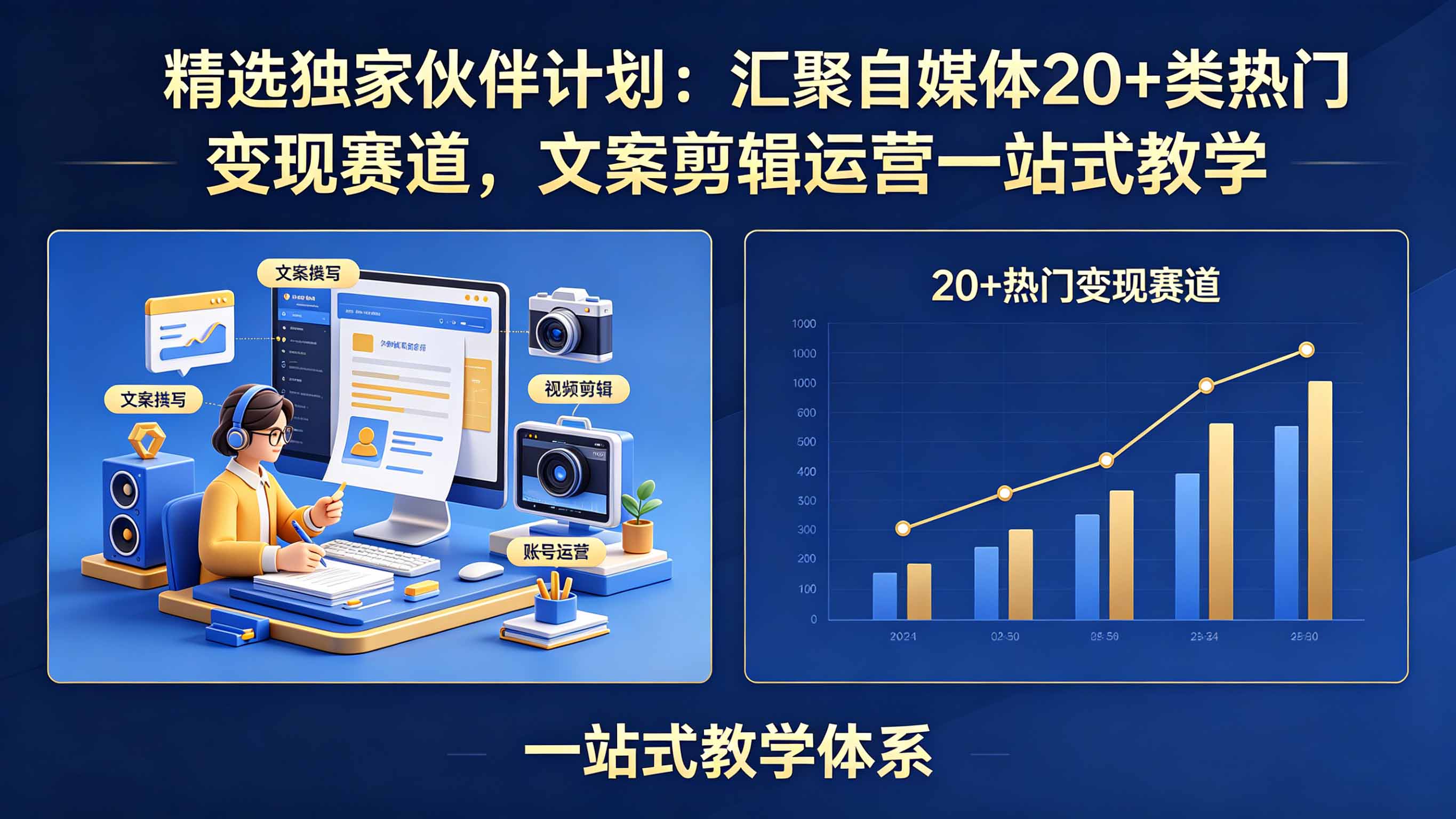 （18478期）精选独家伙伴计划：汇聚自媒体20+类热门变现赛道，文案剪辑运营一站式教学-副业小助手-全网项目库