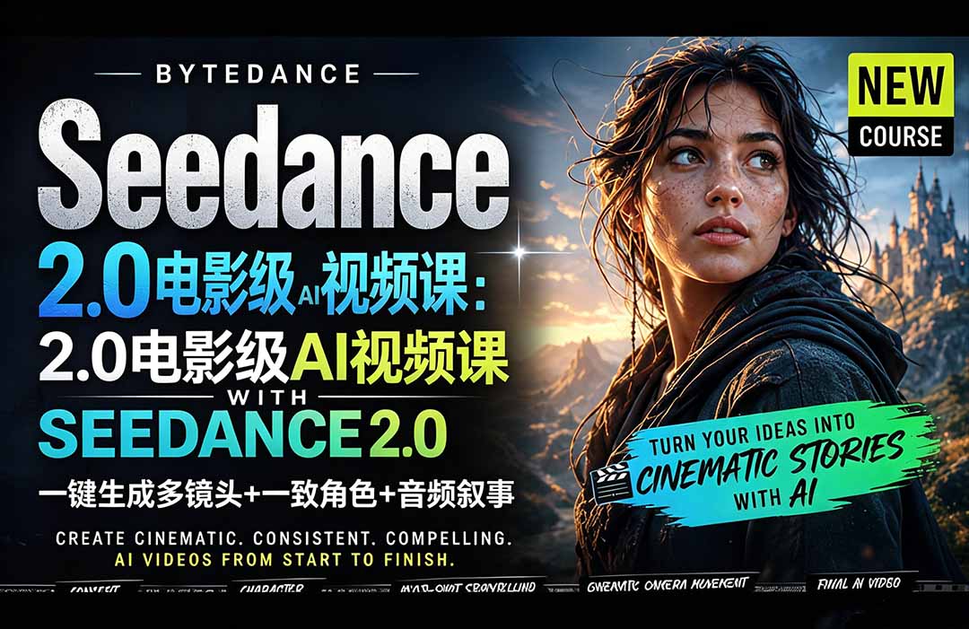 （18415期）Seedance 2.0电影级AI视频课：一键生成多镜头+一致角色+音频叙事-副业小助手-全网项目库