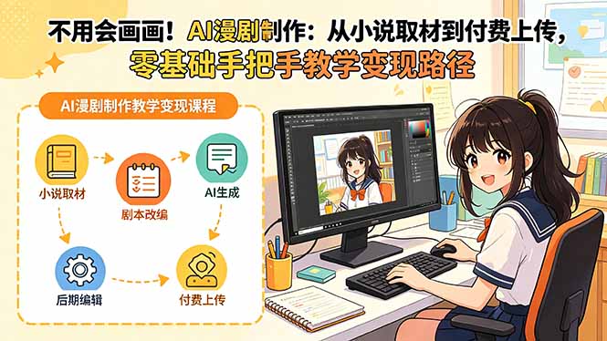 （18439期）不用会画画！AI漫剧制作：从小说取材到付费上传，零基础手把手教学变现路径-副业小助手-全网项目库