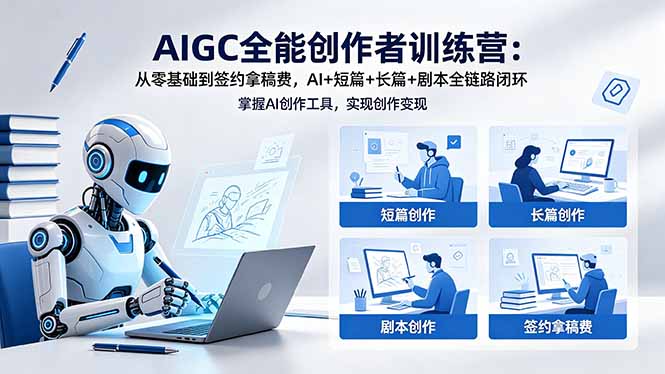 （18403期）AIGC全能创作者训练营：从零基础到签约拿稿费，AI+短篇+长篇+剧本全链路闭环-副业小助手-全网项目库