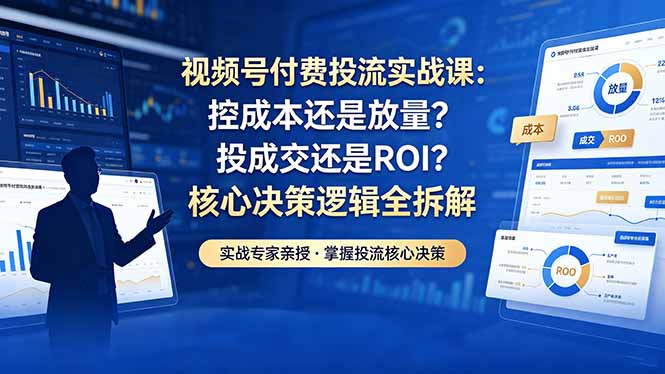 （18462期）视频号付费投流实战课-5月：控成本还是放量？投成交还是ROI？核心决策逻辑全拆解-副业小助手-全网项目库