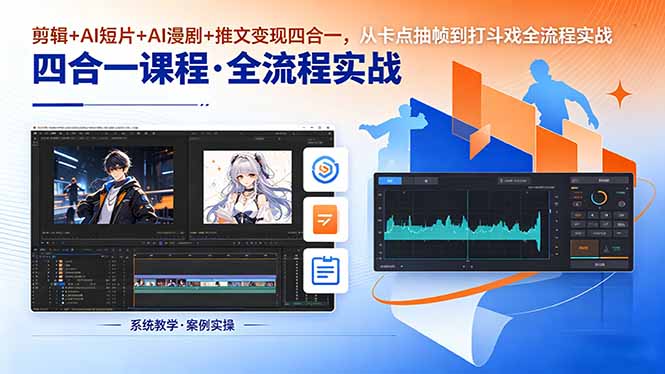 （18463期）剪辑+AI短片+AI漫剧+推文变现四合一，从卡点抽帧到打斗戏全流程实战-副业小助手-全网项目库