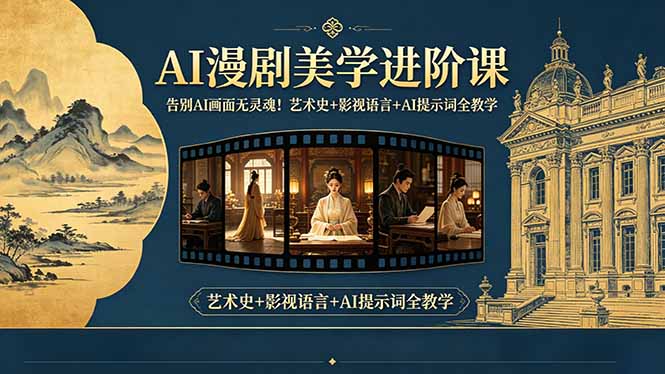（18480期）告别AI画面无灵魂！AI漫剧美学进阶课，艺术史+影视语言+AI提示词全教学-副业小助手-全网项目库